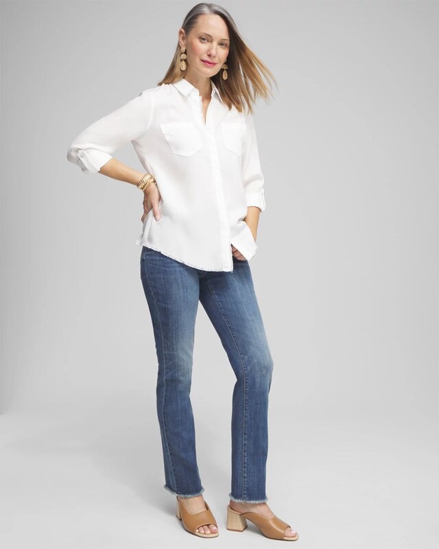 Girlfriend Fray Hem Jeans - image 2